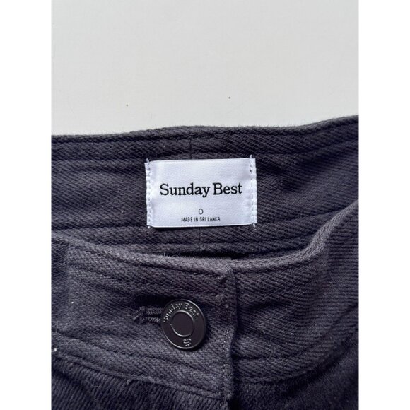 NWOT Aritzia SUNDAY BEST Carrousel GD Black Cotton Canvas Wide Leg Pants, Size 0 - Picture 8 of 15